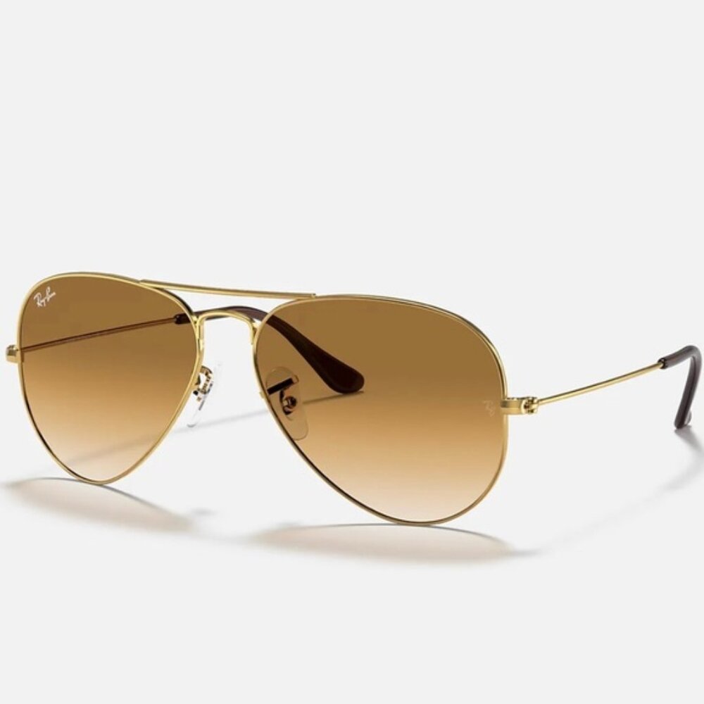 Ray-Ban Classic Aviator Sunglasses - Gold/Gradient Brown/White - Gently Used